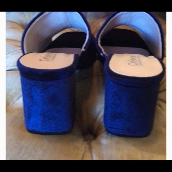 VTG Catherine MaLandrino Velvet Open Toe Block Heel Mules by Vasconey,EUC Size 9 - Picture 3 of 8
